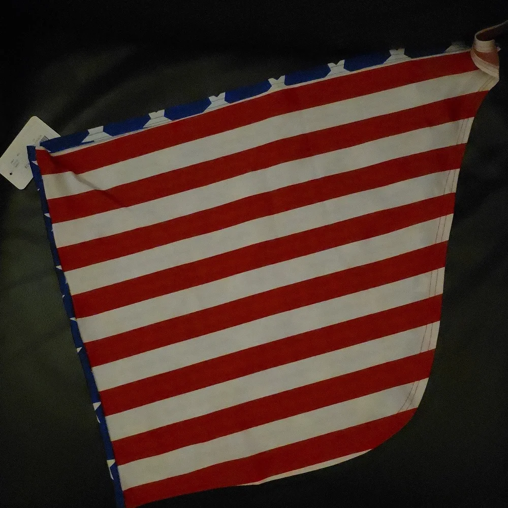 Sexy American Flag Swimsuit Triangle Top And Thong With Coverup 3 Piece - Picture 9 of 11